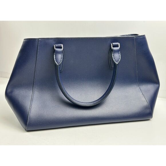 Kate Spade New York Leather Satchel Navy Blue Double Handles No Crossbody Strap - Picture 2 of 6